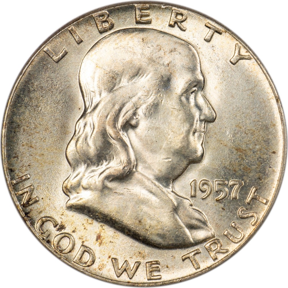 1957 Franklin Half Dollar - Toned - AU!
