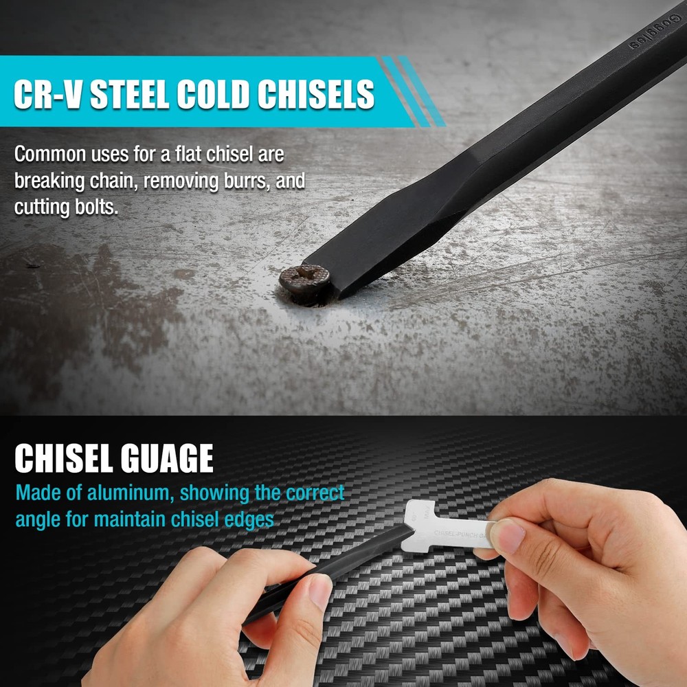 DURATECH 14-Piece Punch & Chisel Set: Pin, Center, Nail Alignment Tools