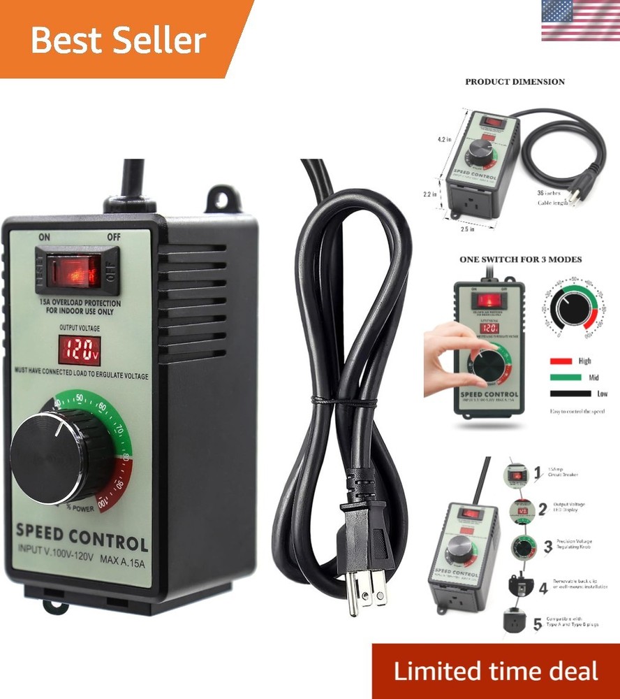 User-Friendly 120V AC Motor Controller - LED Display & Overload Safety Function