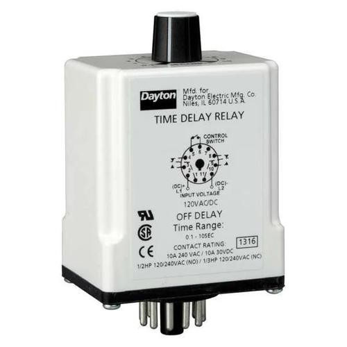1 PC Dayton '1EGC4 Single Function Time Delay Relay, Octal, Off Delay, 1 Fu