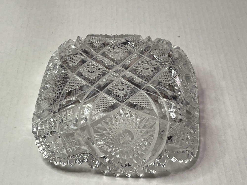 6" Square Bowl NuCut Pressed Glass