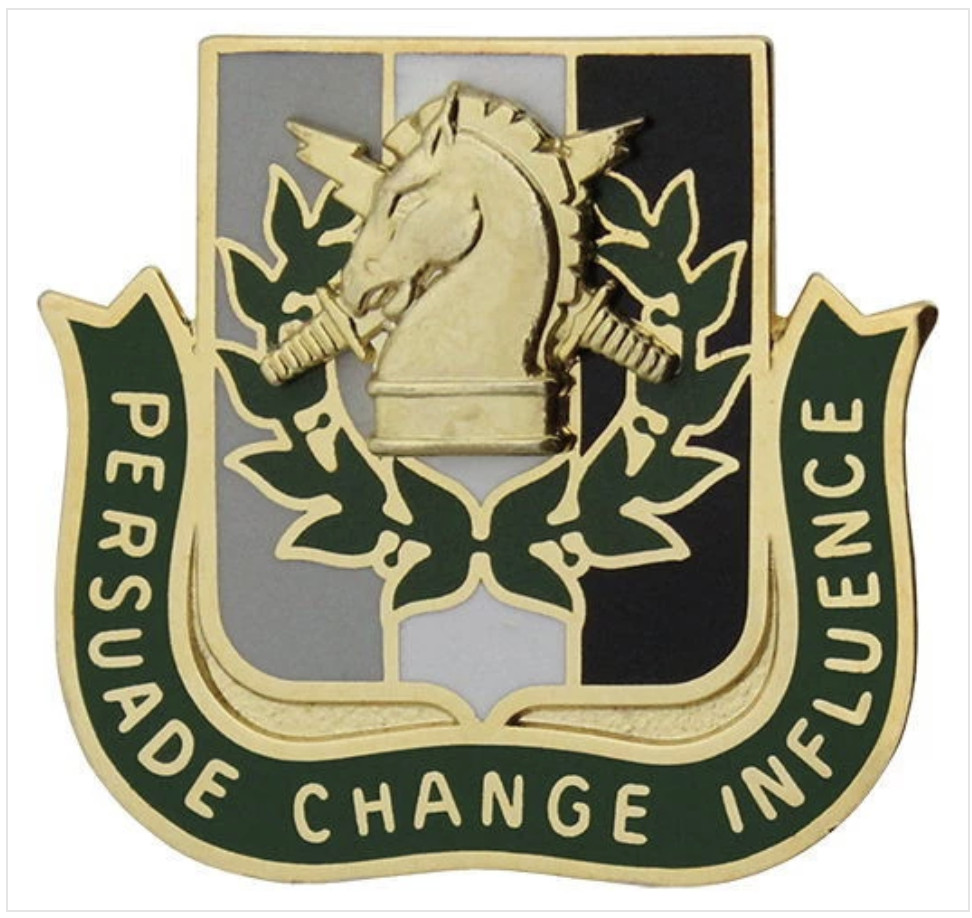 GENUINE U.S. ARMY CORPS CREST: PSYCHOLOGICAL OPERATIONS REGIMENT