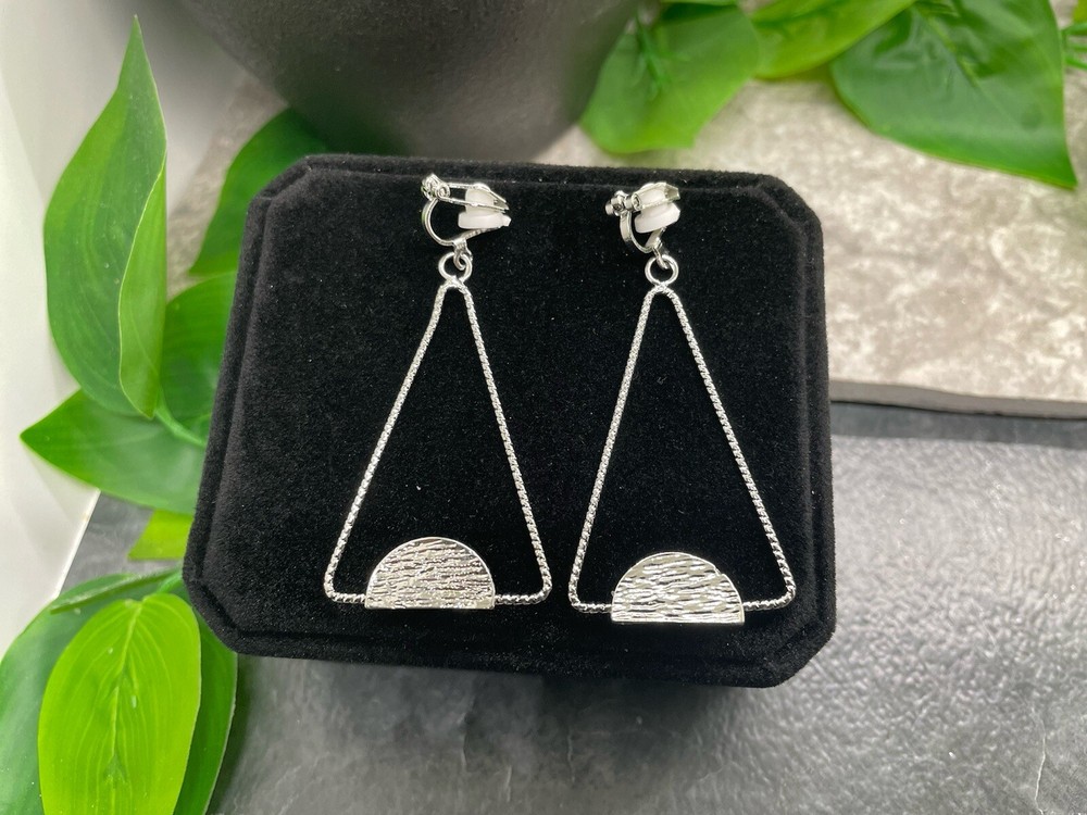 2” Earring Set Clip-On Silver-tone Retro Boho Dangle Drop New Free Ship B6458