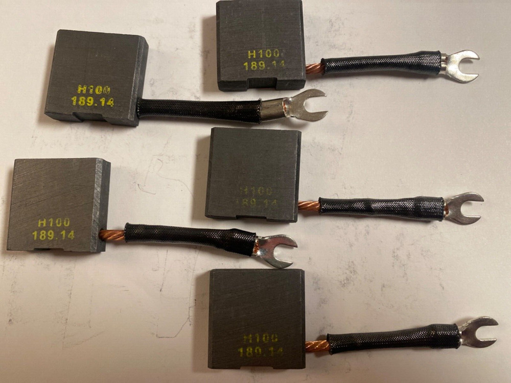 (5) Leeson 900189.14 Carbon Brush , 1-1/4 L/W x 3/8" Th , H100 Grade , Carbon