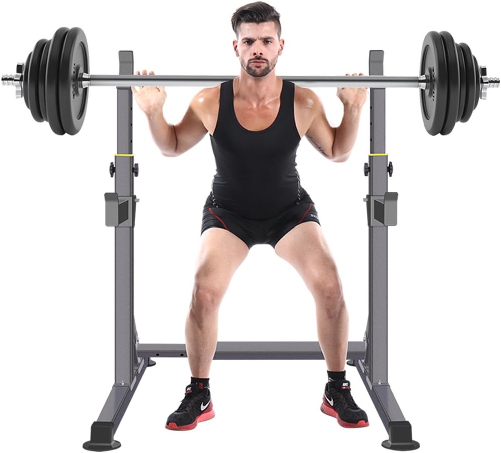Adjustable Squat Rack,Multi-Function Barbell Rack Weight Lifting & Home Gym
