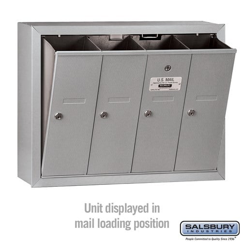 Salsbury Vertical Mailbox - 4 Doors - Aluminum - Surface Mounted - USPS Access
