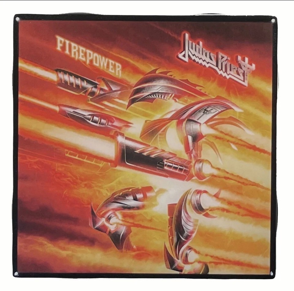 JUDAS PRIEST Firepower COASTER Custom Ceramic Tile Record Art Barware Cork Gift