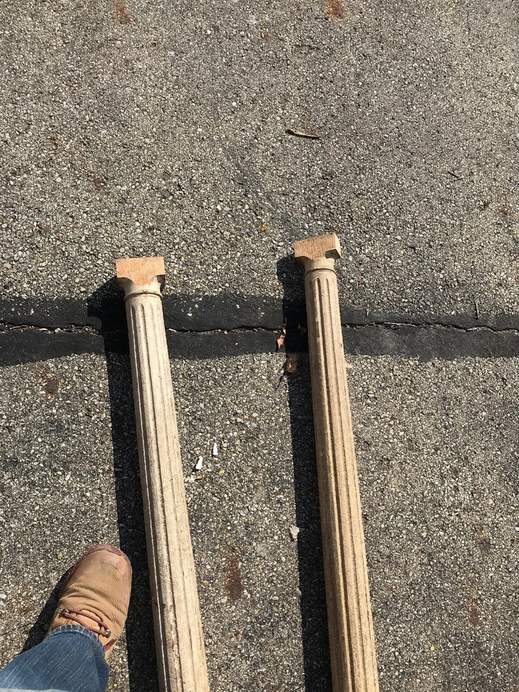 CM Antique Painted Fluted Oak Columns Solid 56.5 X 3.5