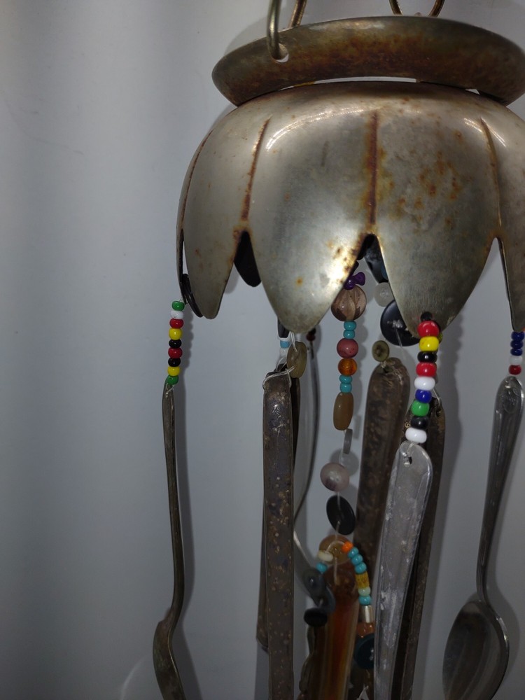 Antique Silverplate Silverware Wind Chime w/Flatware & Buttons Handcrafted Idaho