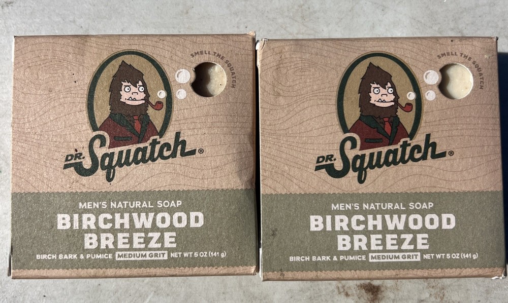 2 Pack Dr.squatch Men’s Natural Soap Birchwood Breeze.