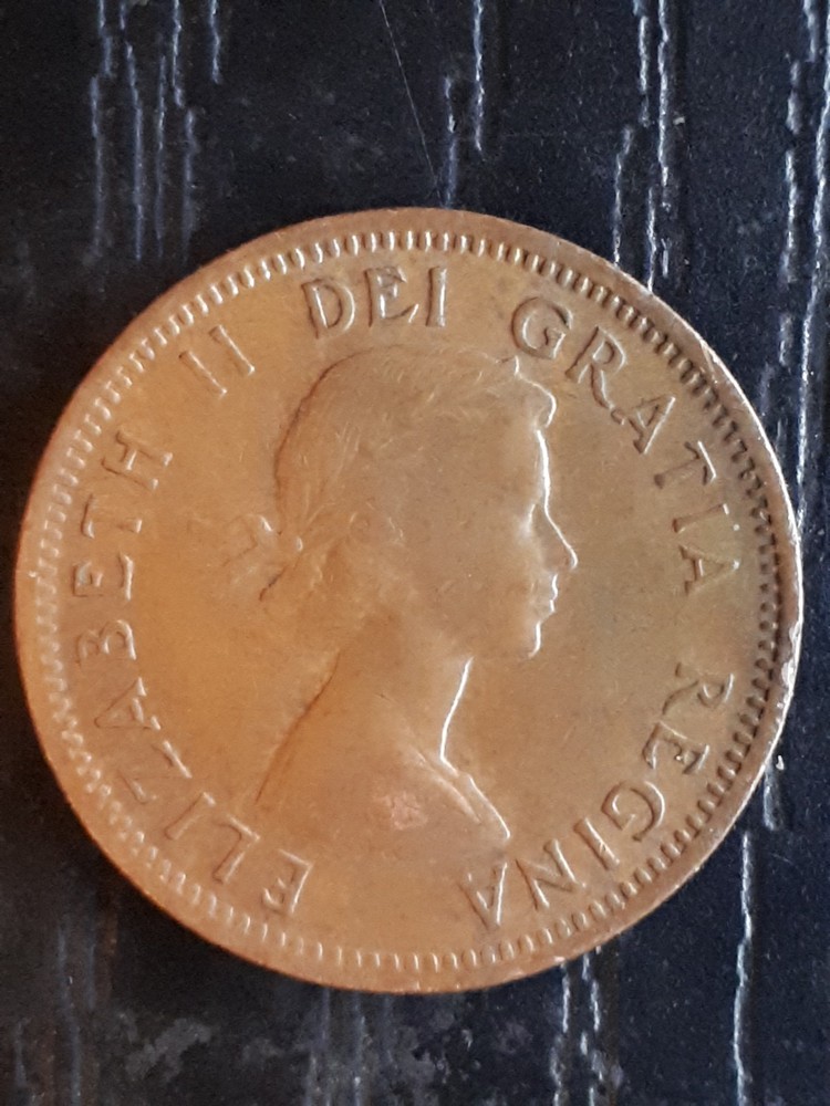 1954 Canadian Penny, ShoulderFold, RB, ms65 Condition