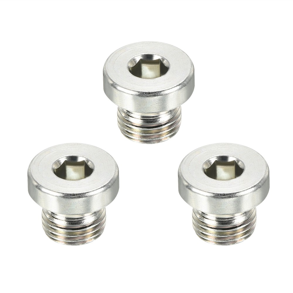 3 Pcs M10 x 1 Male Thread Internal Hex Head Socket Pipe Fitting Plug (Silver)