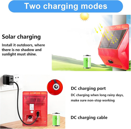 ChunHee Solar Motion Sensor Alarm Outdoor Detector 4 Light + 2 Remote
