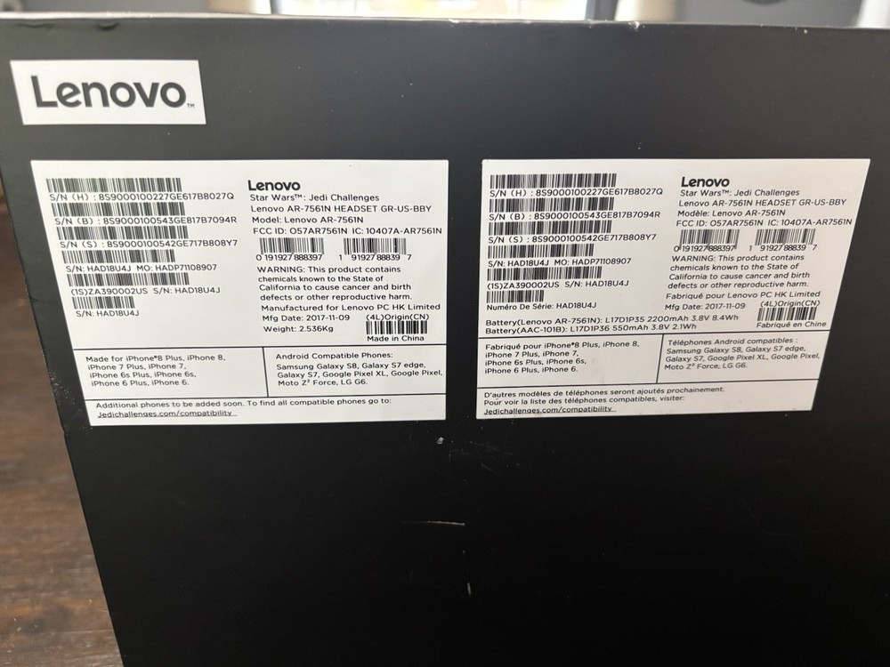 Lenovo Star Wars Jedi Challenges AR Headset Lightsaber Controller Tracking Beac…