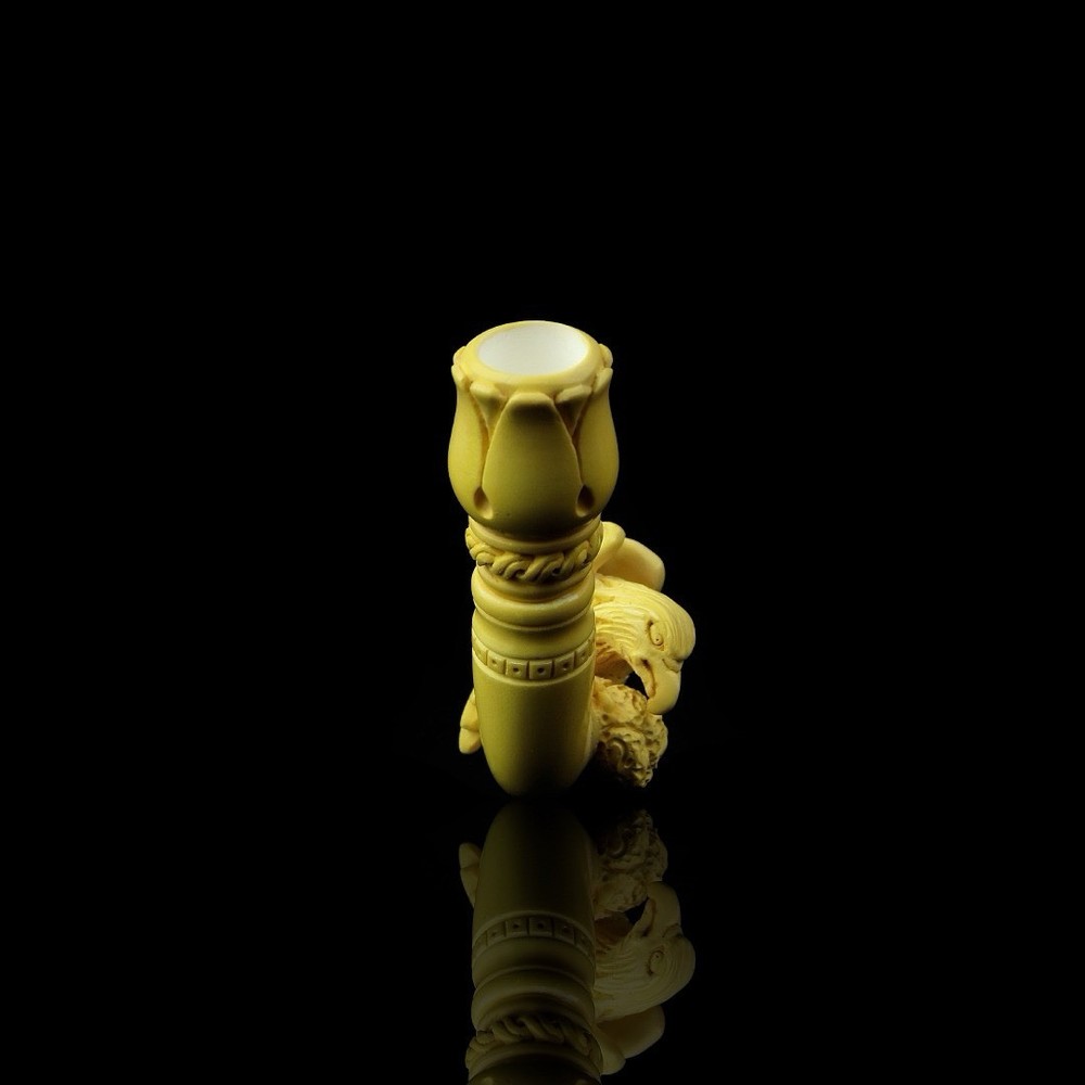 Eagle Cheroot Pipe By Erdogan EGE Handmade Block Meerschaum-NEW CASE#528