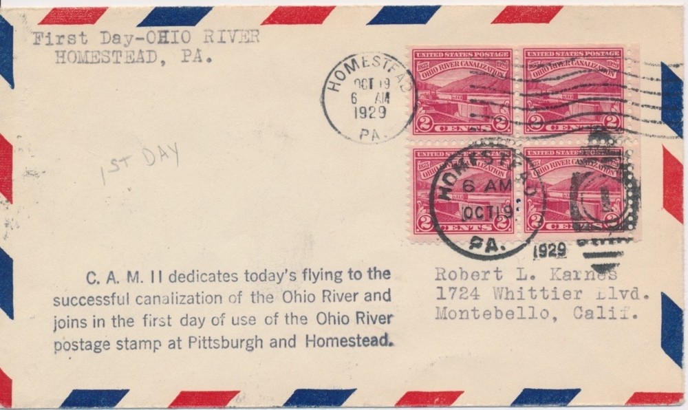 #681 Oho River Canalization Black Cam 11+ Rubber Stamp cachets First Day cover