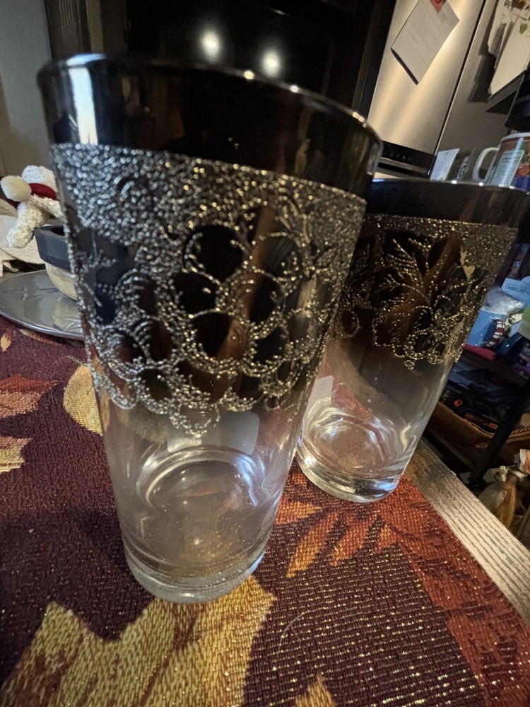 sterling silver overlay glass. Set Of Three