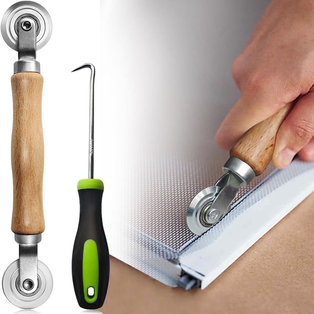 Screen Repair kit, Screen Roller Tool, Steel Roller with Bear+Removal Hook, 2 in
