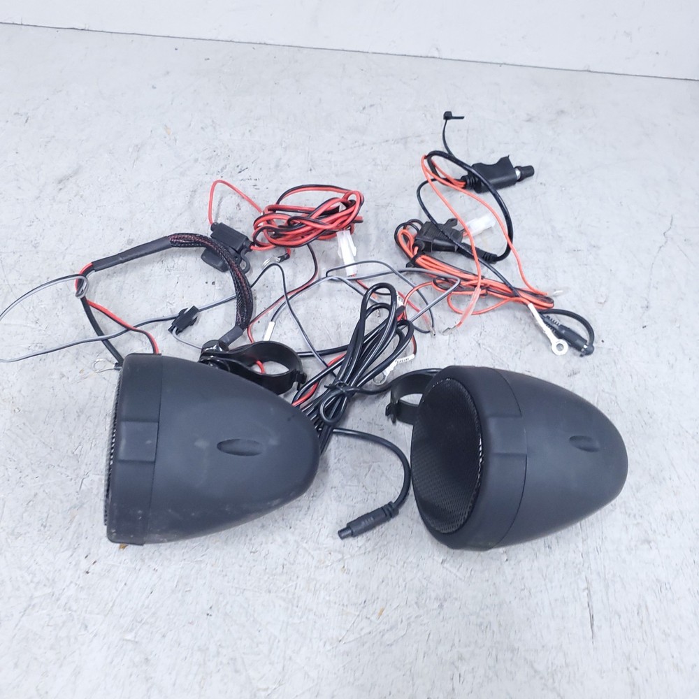 Motorcycle Handlebar Speaker Set Black WORKING Harley Universal Fit