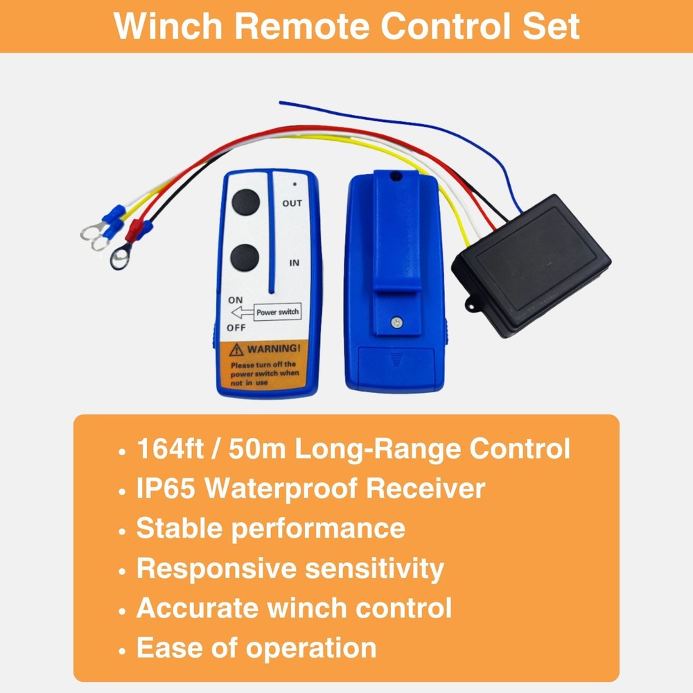 500A Winch Solenoid Kit w/ Control Box & Wireless Remote Control for Jeep UTV