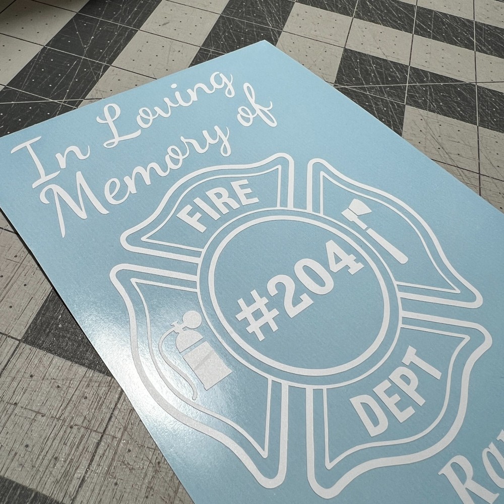 Custom Firefighter Memorial Decal - First Responder Memorial Decal - Fireman