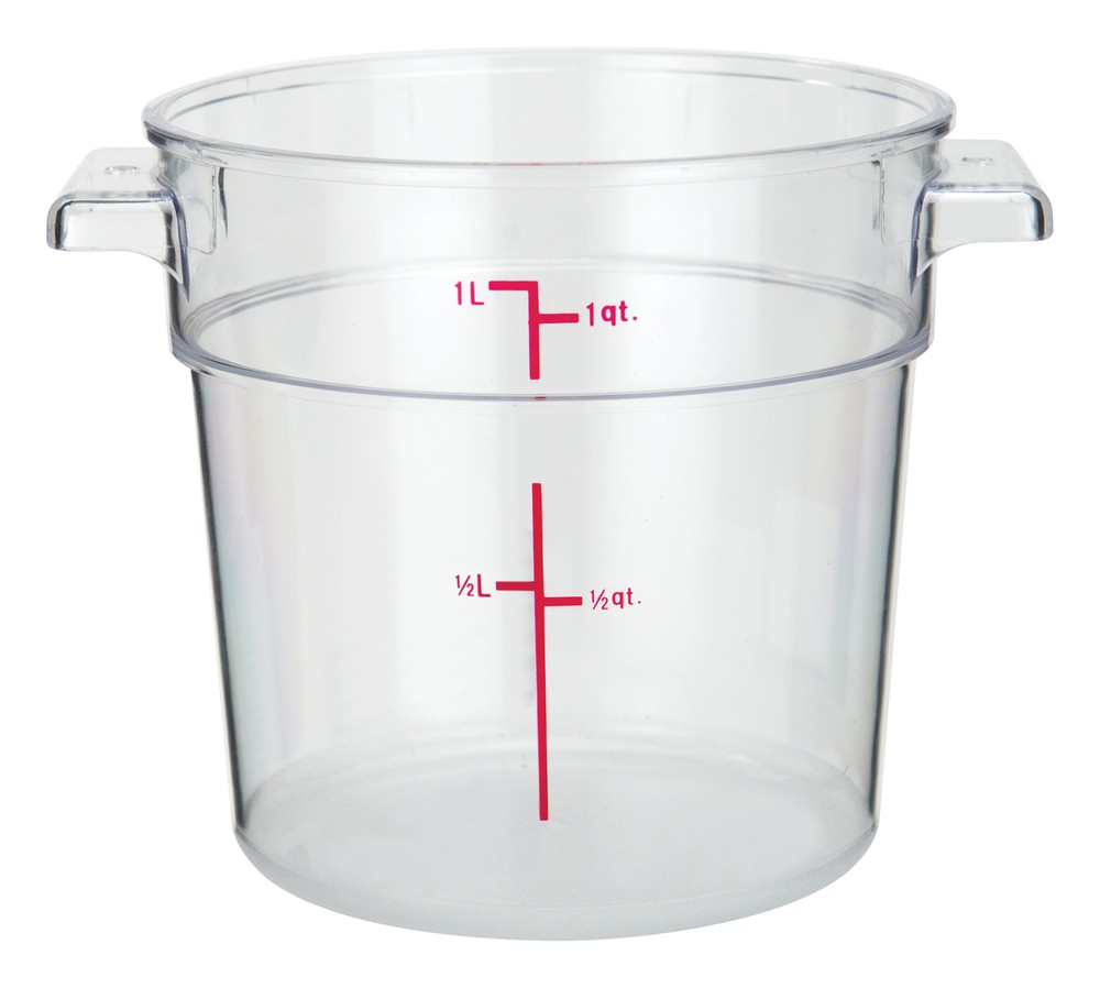 1qt Round Storage Container, Clear, PC (12 Each)