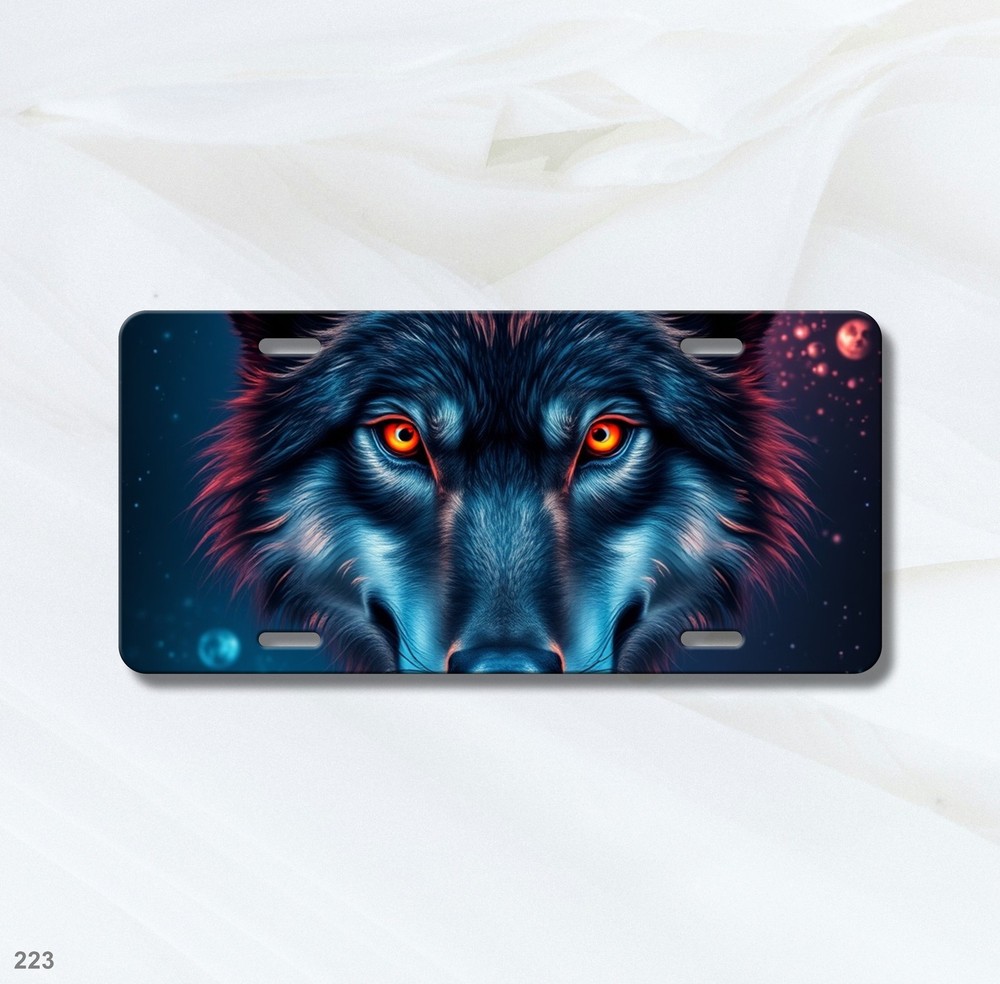 Hyperrealistic Wolf License Plate Your Text Universal Fit Plate Unique Gift