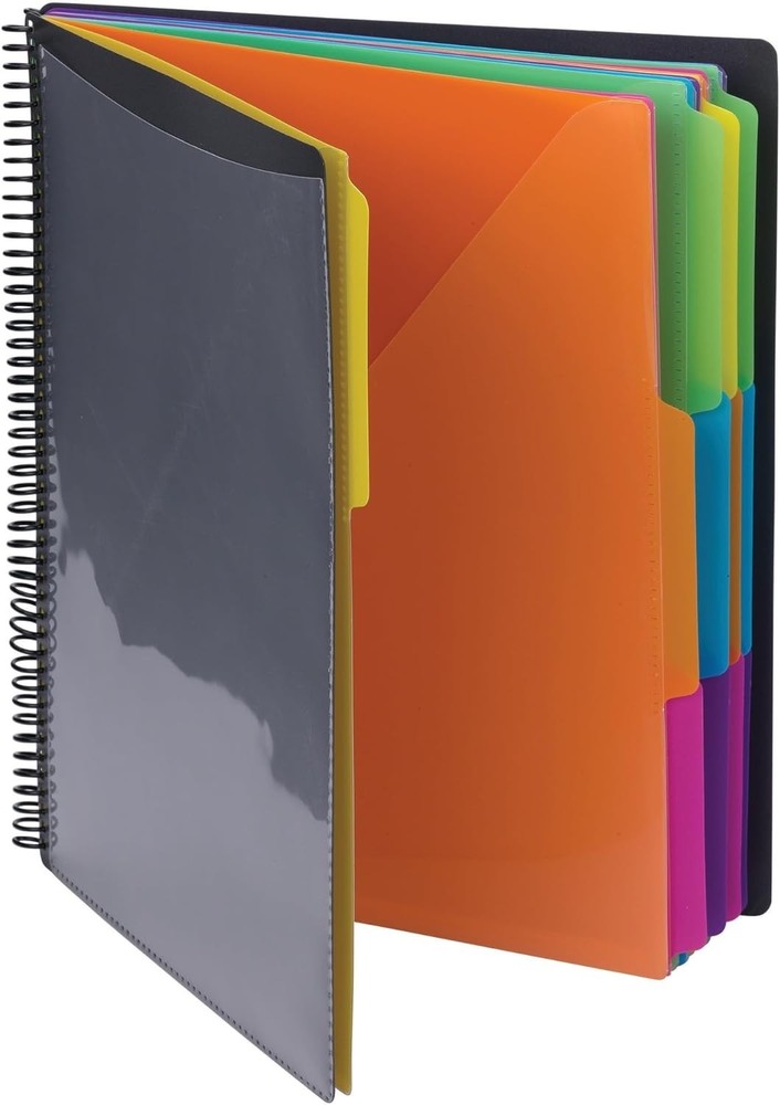Project Organizer Poly 24 Pockets Letter Size Bright Tabs Water Resistant