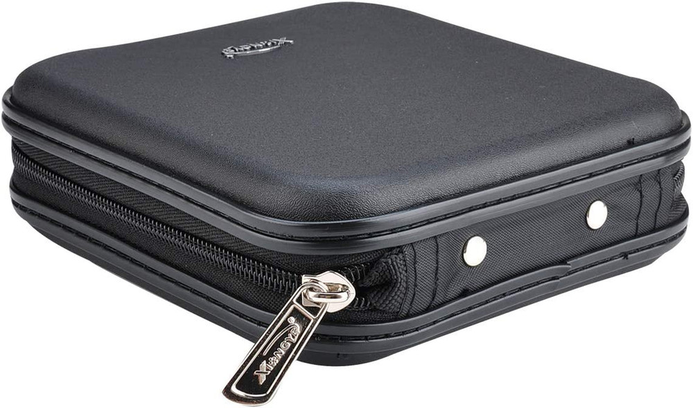 32 Disc CD DVD Storage Case Wallet, Hard Shell Portable Car Disc Holder Black
