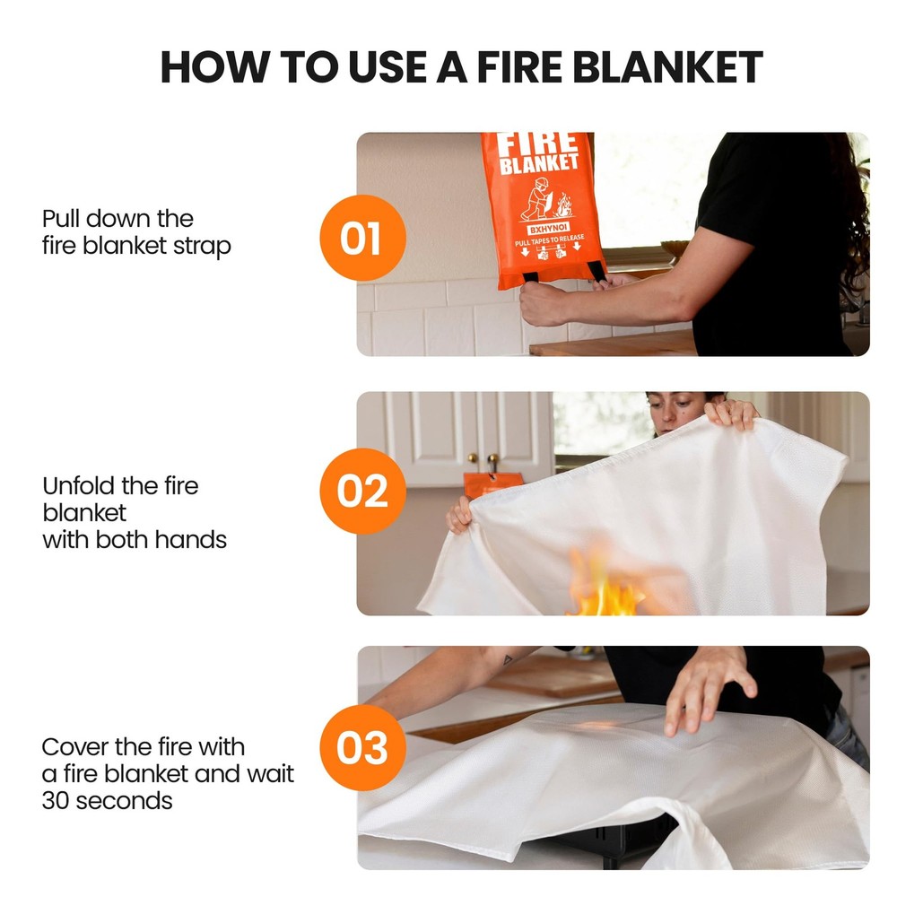 Fire Blanket for Kitchen and Home - 2 Pack 40"x 40" Fire Suppression Blanket ...