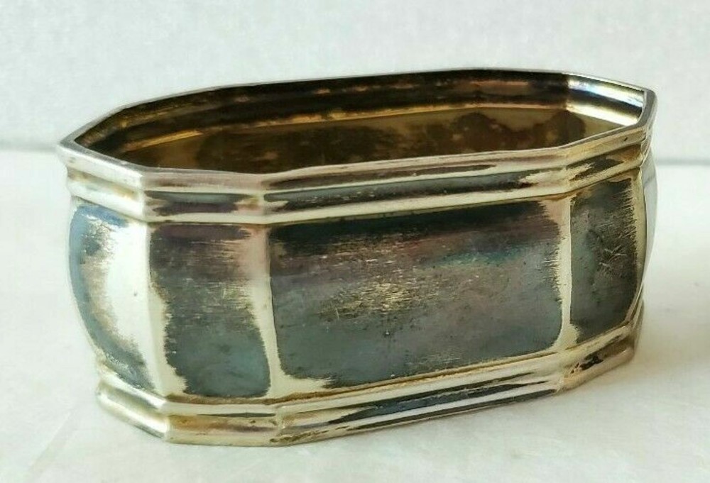 Antique German 835 Silver art deco Napkin Ring "G" initial #2