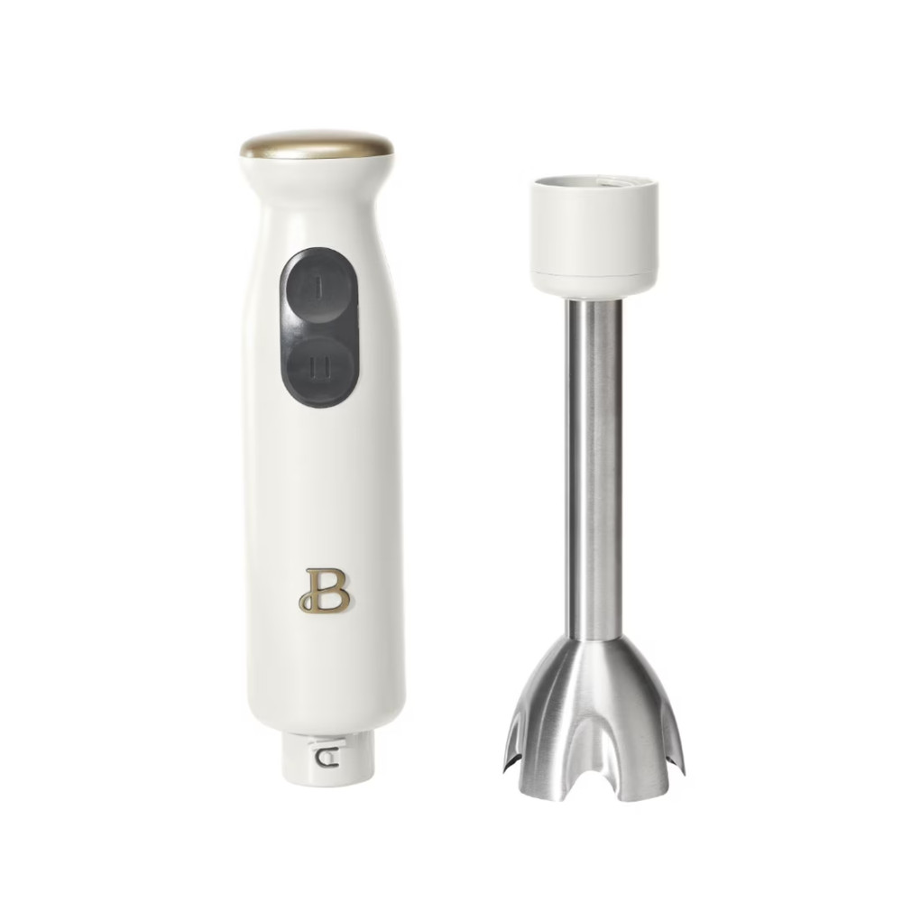 Beautiful 2-Speed Immersion Blender Chopper Measuring Cup White Icing Handhelds