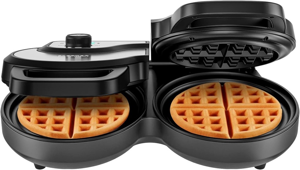 Anti-Overflow Belgian Waffle Maker w/Shade Selector Temperature Control Mess