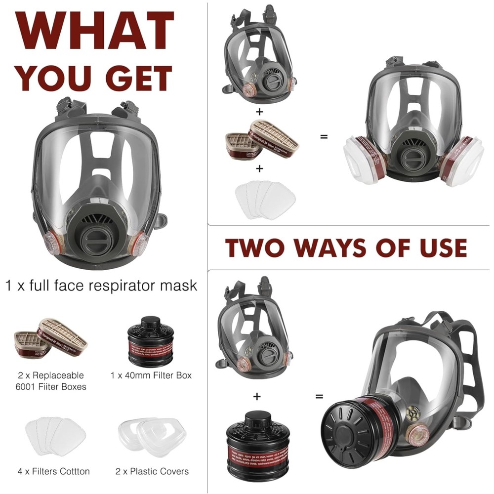 Full Face Gas Mask with Activated Carbon Filter
