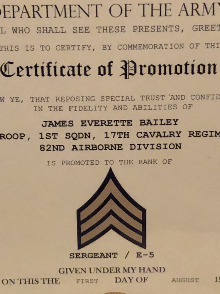 SERGEANT / SGT (E-5) U.S. Army ~ Commemorative Promotion Certificate