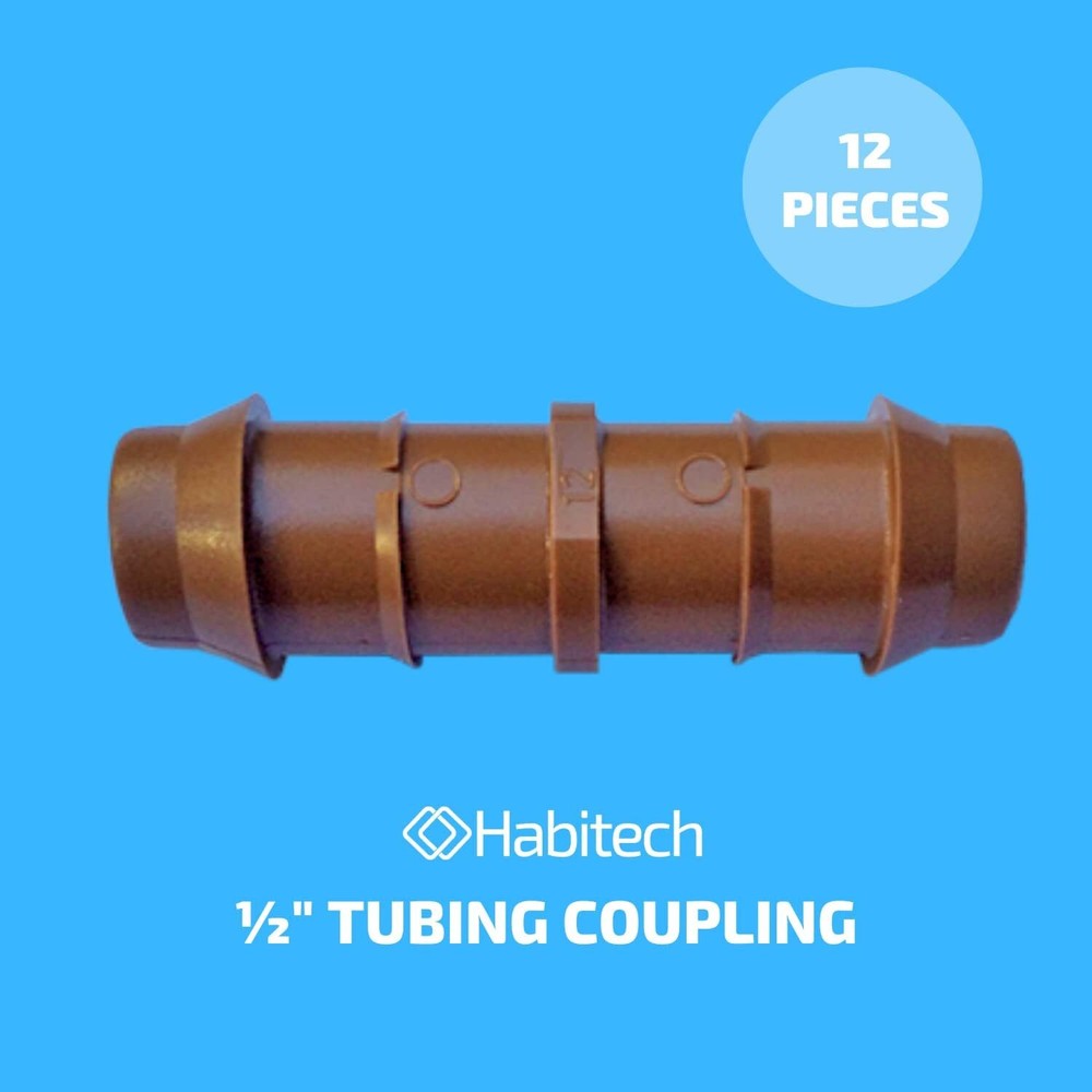 1/2" Coupling Drip Irrigation Fittings (12 Pack) - Barbed Drip Line Coupler C...