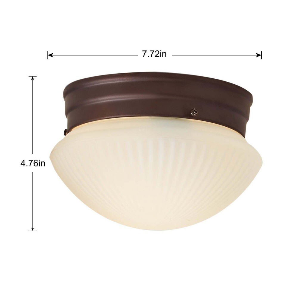 7.5" Classic Flush Mount Ceiling Light, Bronze Finish Frosted Glass Shade