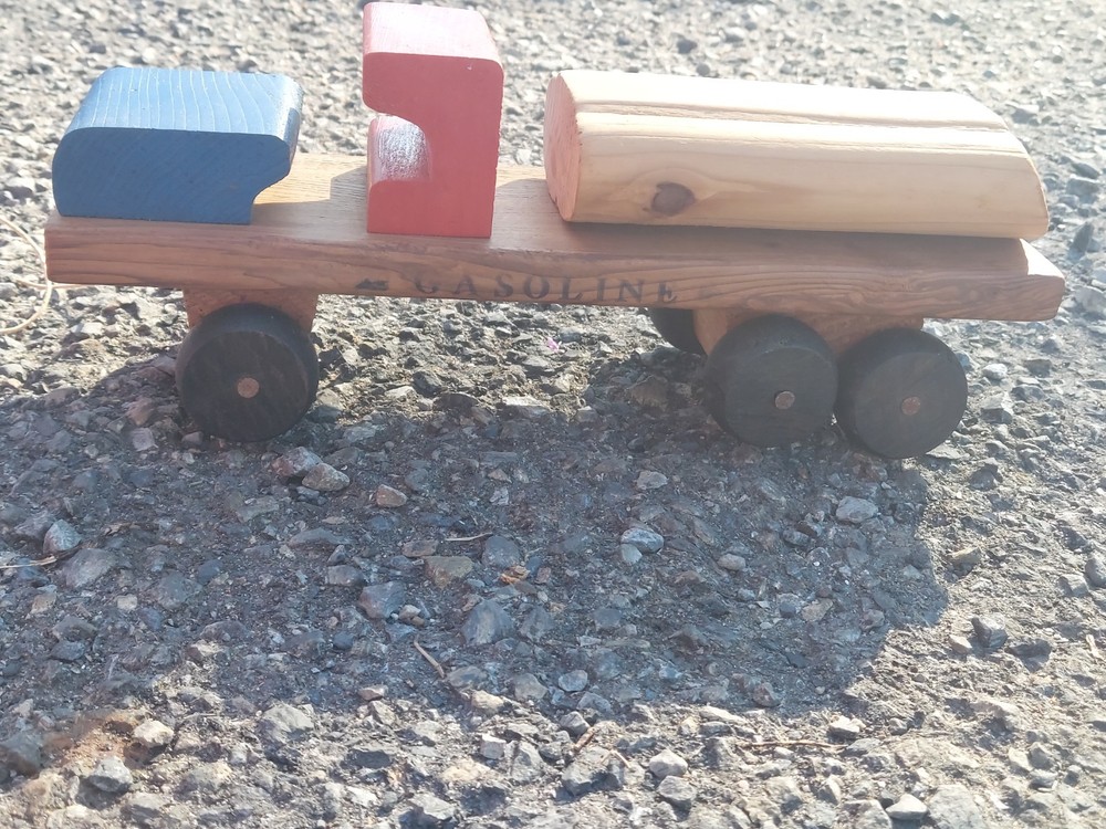 Vintage Wood Pull Gasoline Truck