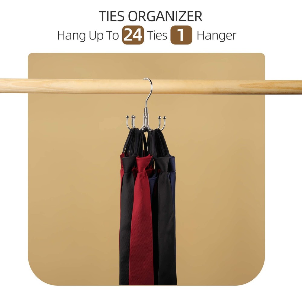 ZEDODIER Belt Hanger, Rotatable Rack Closet Accessories 1 Pack, Silver