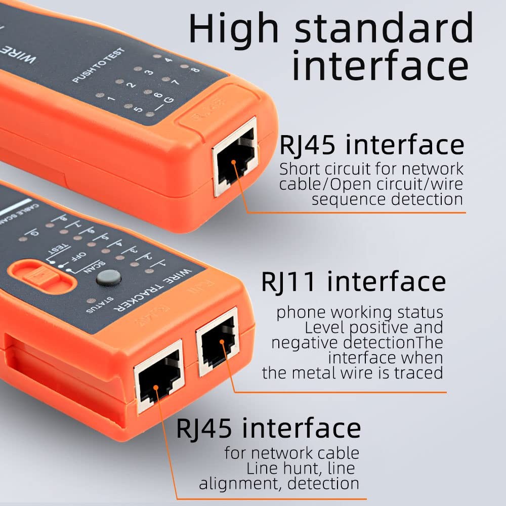 Network Cable Tester Telephone Line Tracker Wire Tracer Test orange