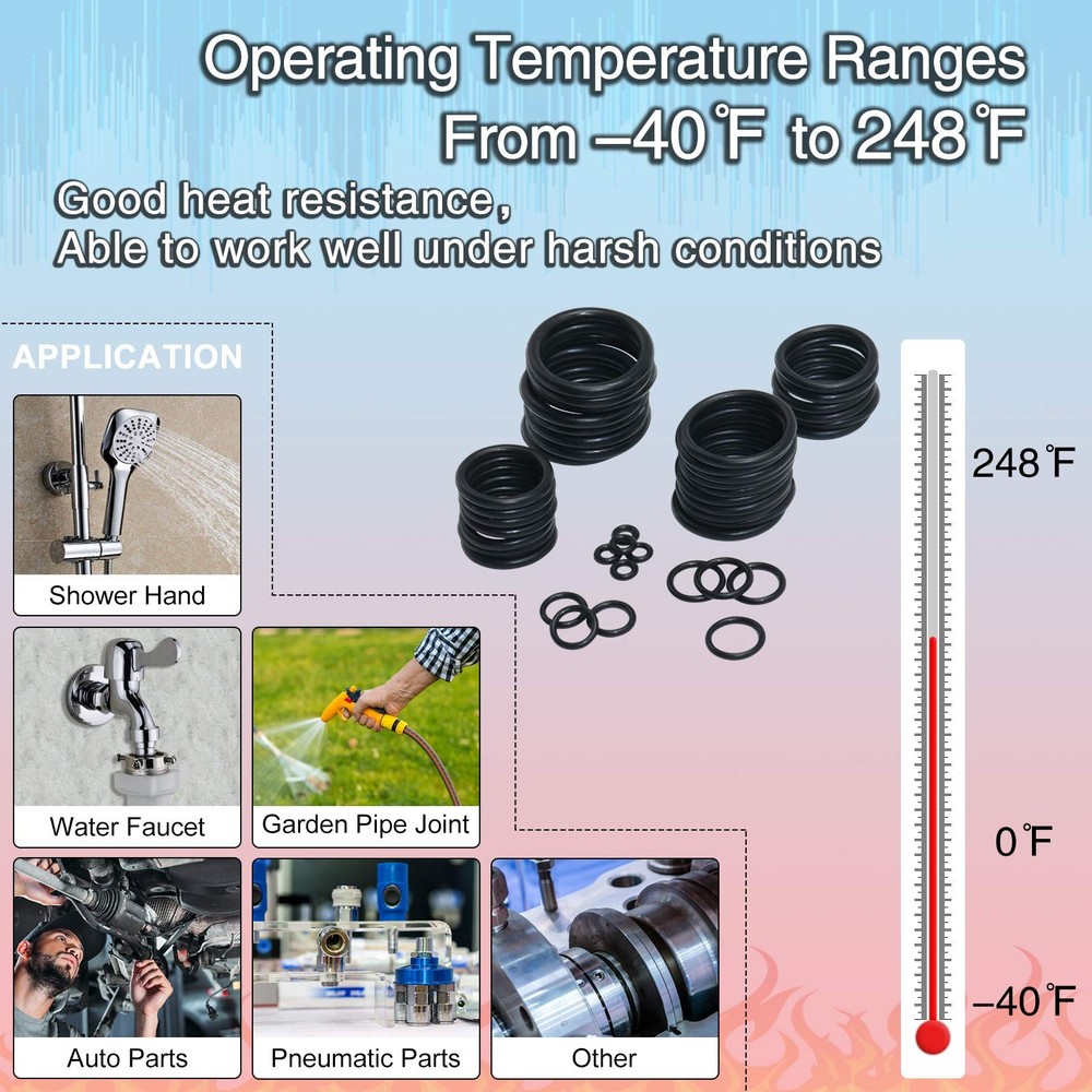 boeray 740pc Universal O Rings Assortment in 24 740pcs Metric with Tools