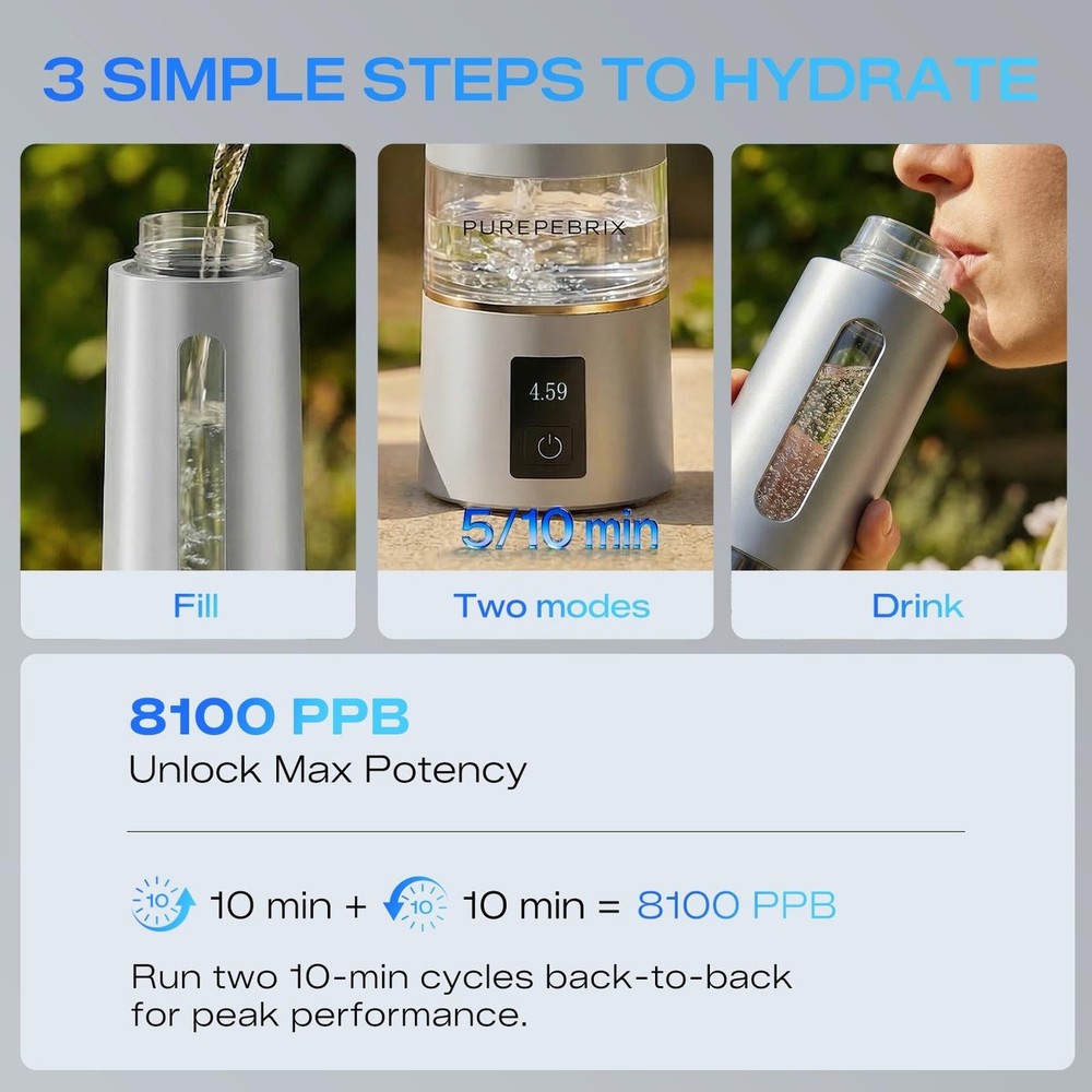 8100PPB Hydrogen Water Bottle SPE PEM Generator
