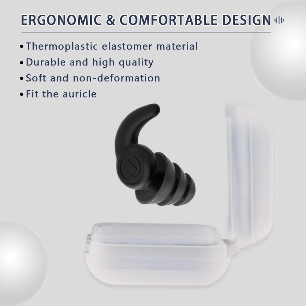 Swimmer Earplugs Silicone 3 Pairs Reusable Waterproof