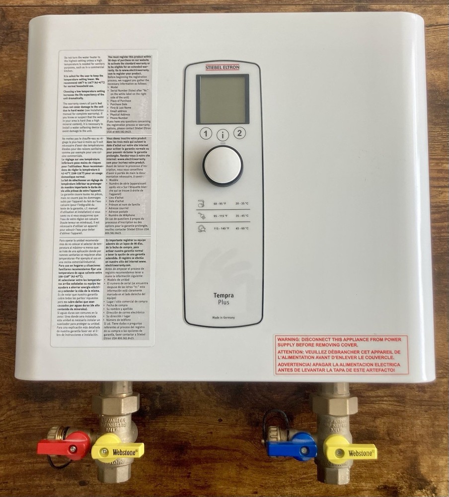 Stiebel Eltron Tempra 24 Plus Tankless Water Heater and Webstone Valves 3/4”