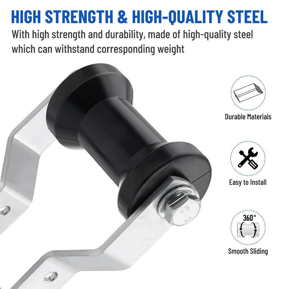 5" Adjustable Rubber Keel Roller with Panel Bracket Assembly for 3" Tongue New