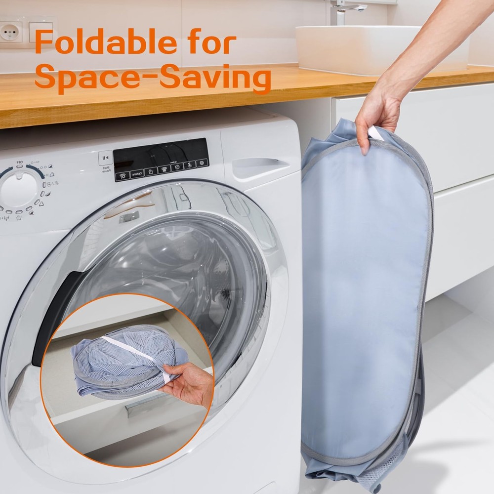 Durable Collapsible Foldable Pop Up Laundry Hamper Sturdy 3 Compartments Hand...