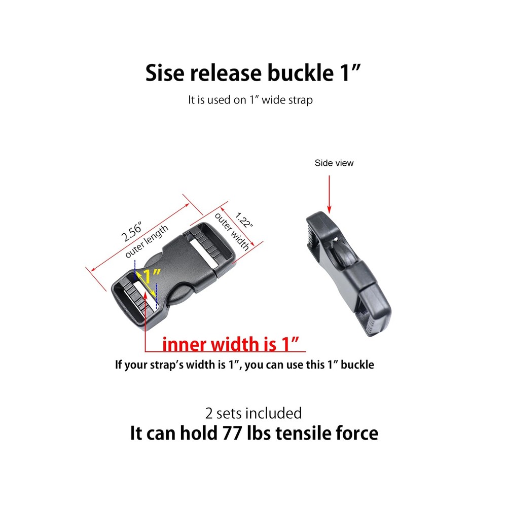 Side Release Buckles,Heavy Duty Dual Adjustable Plastic Buckle Snaps Clips Backp
