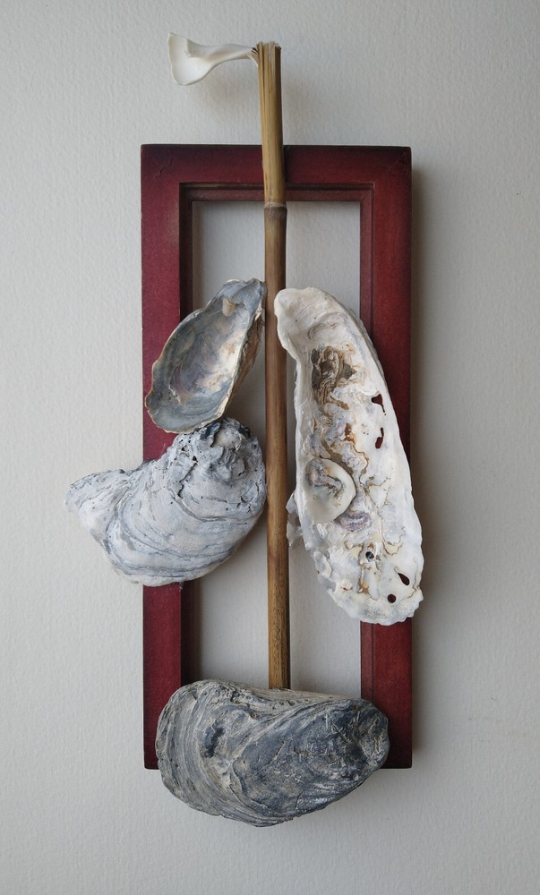 Rustic hand made seashell sailboat nautical decor 7" by 14" wall hanging