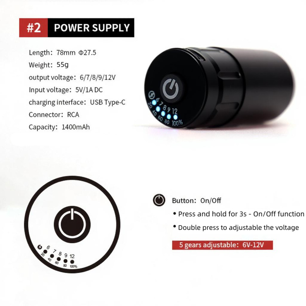 Tattoo Machine Pen Come With A Rechargeable Battery Type-c Charging Cable