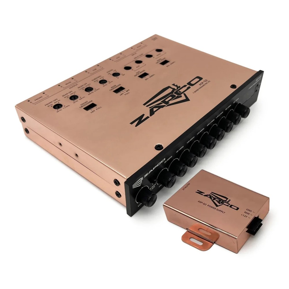 Zapco ASP-Q2 7-Band Parametric Equalizer EQ/Crossover Subwoofer AUX Remote 9.5v